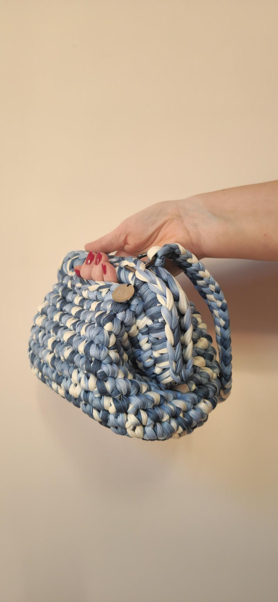 Bimba Medium Clutch Bag - White & Light Blue