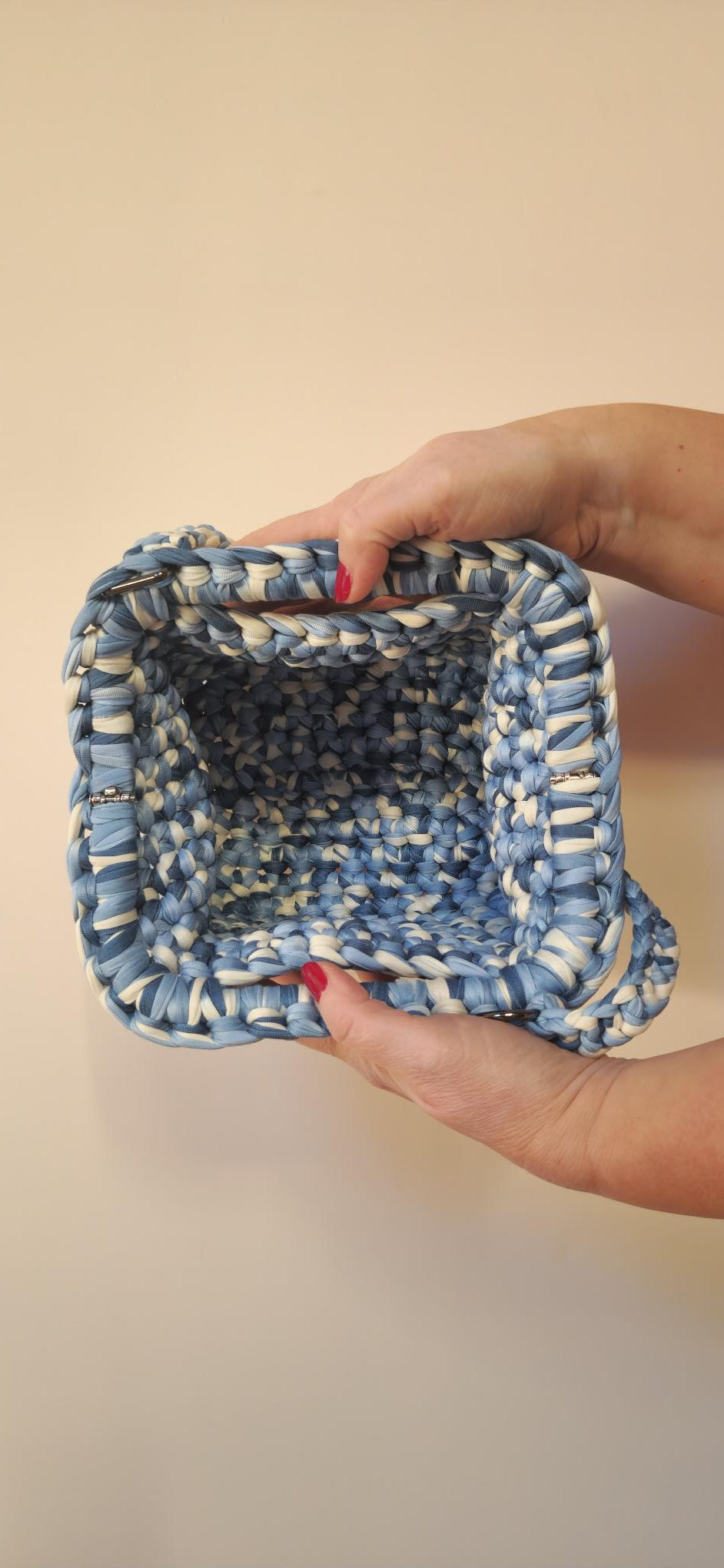 Bimba Medium Clutch Bag - White & Light Blue