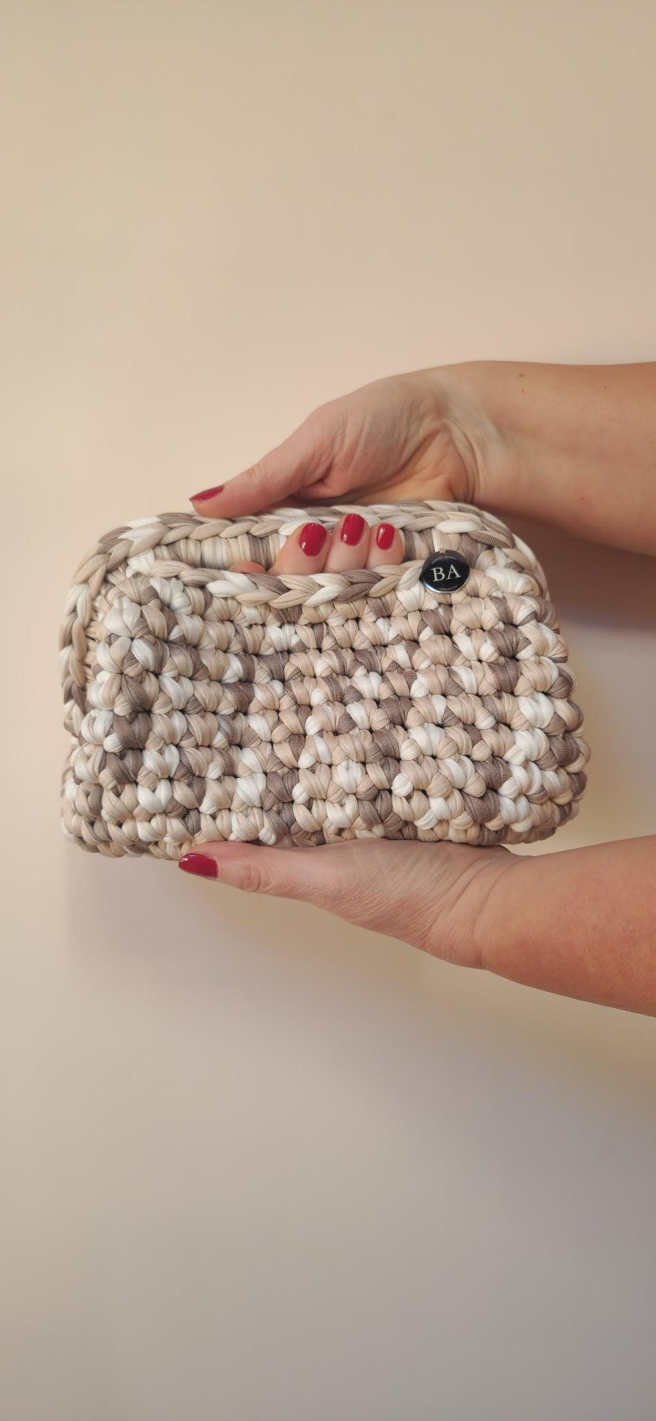 Bimba Medium Clutch Bag - White & Beige