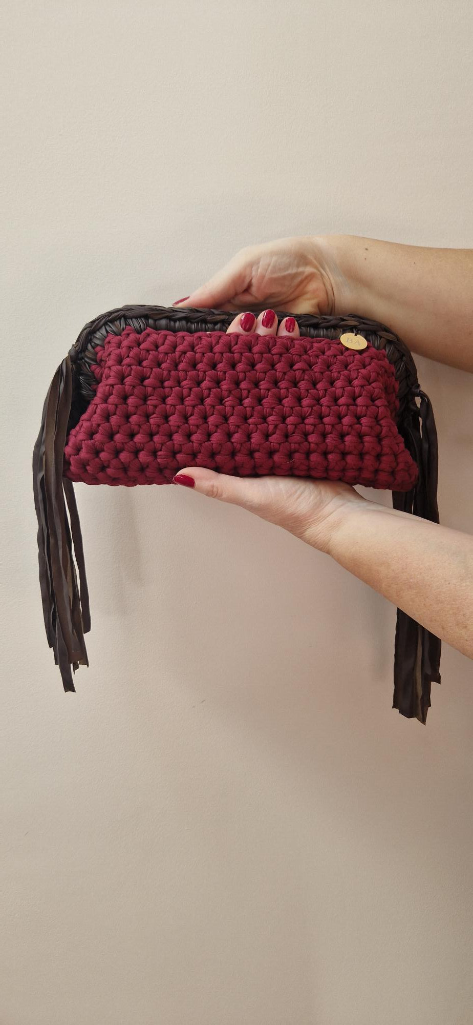 Baguette Large Clutch Bag - Burgundy & Brown