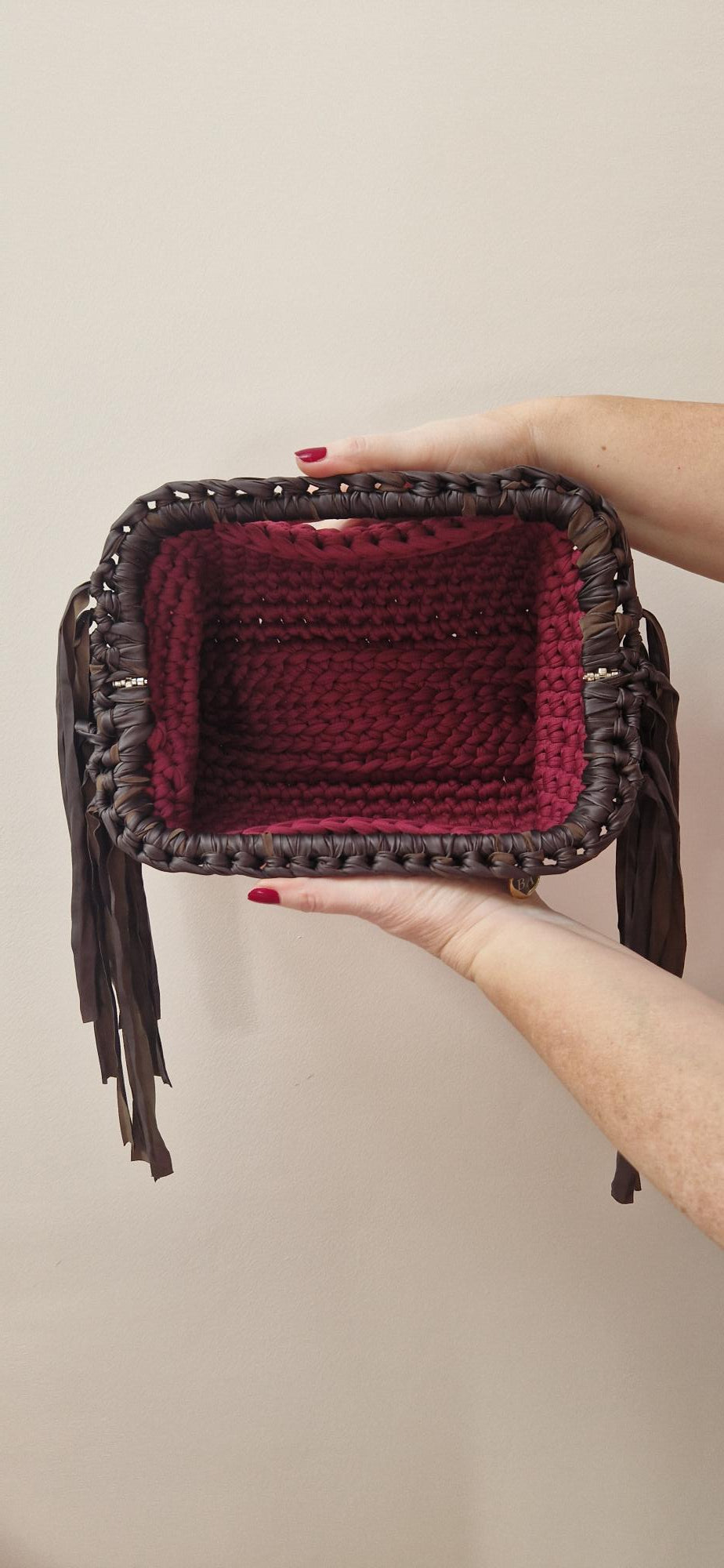Baguette Large Clutch Bag - Burgundy & Brown
