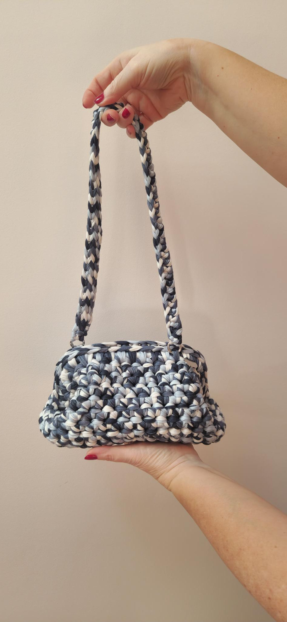 Bimba Medium Clutch Bag - White & Blue