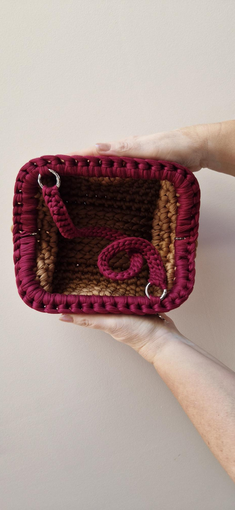 Bimba Medium Clutch Bag - Camel Brown , Burgundy