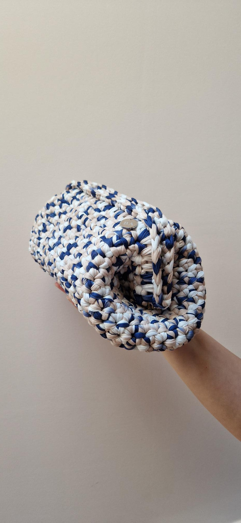 Baguette Large Clutch Bag - Brown - Blue - Cream