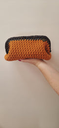 Baguette Large Clutch Bag - Pumpkin & Brown