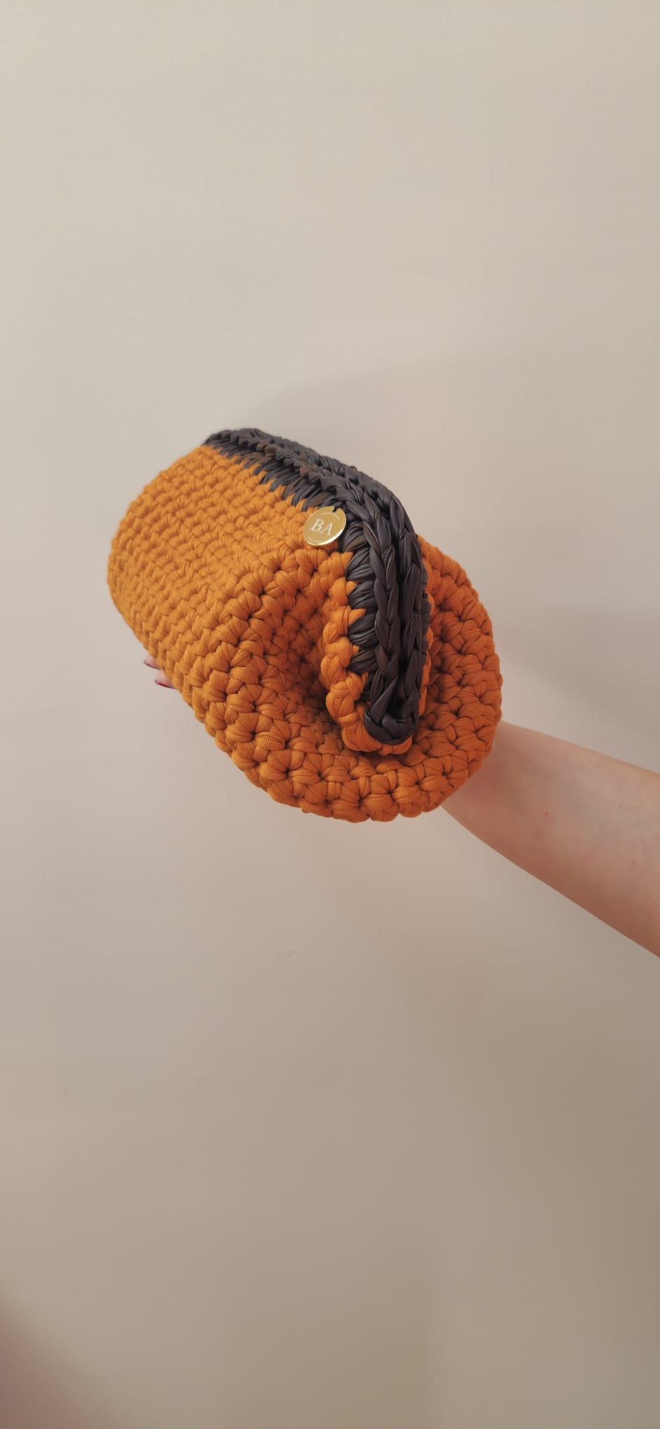 Baguette Large Clutch Bag - Pumpkin & Brown