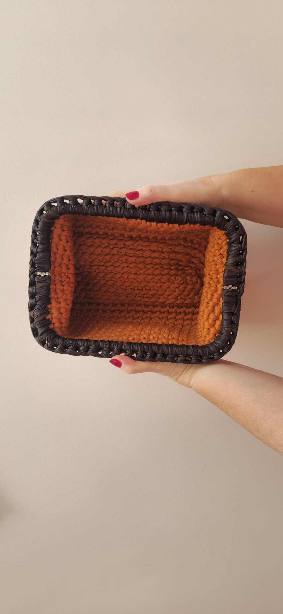 Baguette Large Clutch Bag - Pumpkin & Brown